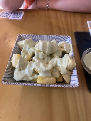 Garlic potatoes  at La Vegana Taperia in Malaga