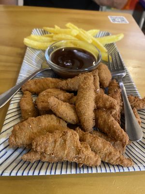 Chicken tears - dried out over cooked   at La Vegana Taperia in Malaga
