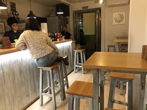 Very small, intimate but friendlyinterior  at La Vegana Taperia in Malaga