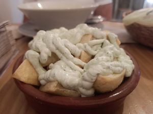 Patatas alioli at La Vegana Taperia in Malaga
