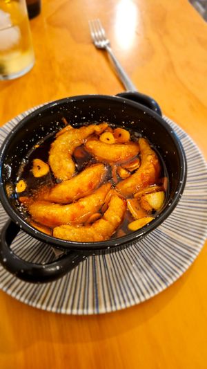 'gambas' pil pil at La Vegana Taperia in Malaga