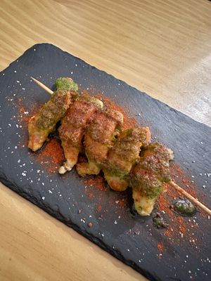 PINTXO DE GAMBAS / PRAWN SKEWERS  at La Vegana Taperia in Malaga