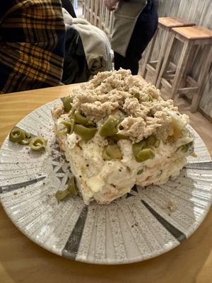 ENSALADILLA RUSA / RUSSIAN SALAD  at La Vegana Taperia in Malaga