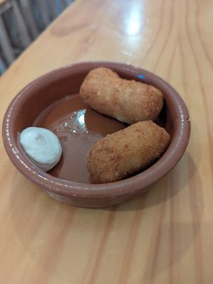 Croquettes at La Vegana Taperia in Malaga