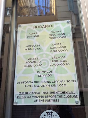 Hours (Feb 2026) at La Vegana Taperia in Malaga