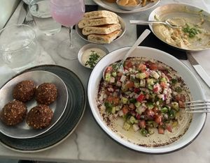 Falafel, Israeli salad, hummus   at Shoo Shoo Nolita in New York City