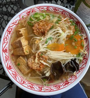 Tofu and vegan meat and all those mushrooms and sprouts.  It’s so amazing!  at Banh Mi Lee in Seoul
