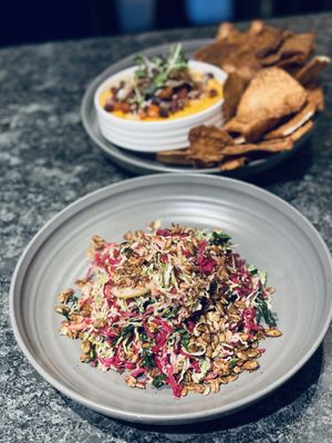 Kale salad and hummuss  at Trillium Brewing Company in Boston