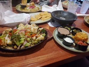Fajitas (sour cream isn't vegan. I didn't notice until after I took the photo) at Carlos 'N Charlie's in Las Vegas