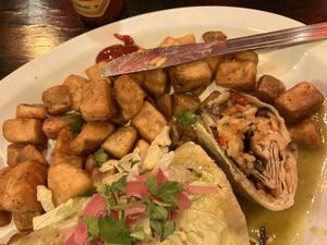 inside the burrito  at Carlos 'N Charlie's in Las Vegas