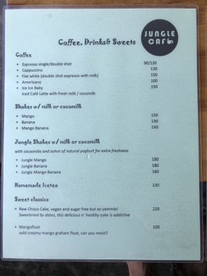 Menu at Jungle Cafe in Siargao