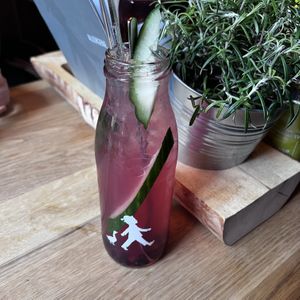 blueberry cucumber lemonade   at Hans im Glück in Basel