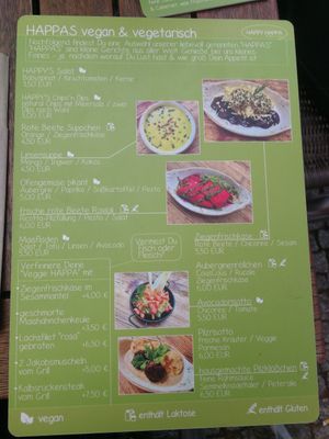 Menu at Happy Happa in Dresden