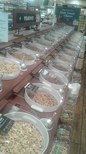 bulk section, nuts at The Fresh Market in Melbourne