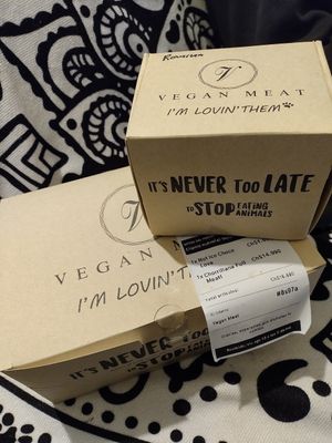 Delivery por Uber eats. Muy rico. Chorrillana full meat y helado nota co. at Vegan Meat in Santiago