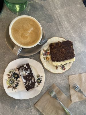 Coconut and chocolate flapjack, passion loaf at Baskervilles in Bury St Edmunds