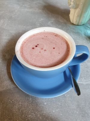 Beetroot latte at Baskervilles in Bury St Edmunds