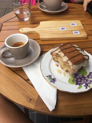 Biscoff donut and espresso shot at Baskervilles in Bury St Edmunds