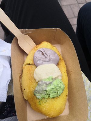 Vegan treat with 3 dips at Bioferia Organic Market in Lima