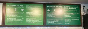 Salad menu board. 2021 at Evergreens Salad - Thomas St in Seattle