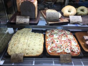 Vegan pizza by the slice at 1110Cafe/Bakery in Kawaguchi