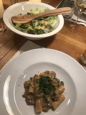 Vegan Beef stroganoff with mushrooms at Haus 26 in Weissbriach