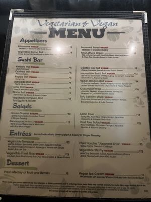 Separate vegan menu!! Woot   at Zenshin Asian in Las Vegas