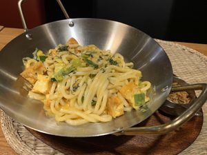 Udon noodles with red curry and tofu  at Quan Que Vietnamese Cuisine in Karlovy Vary