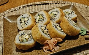 Tempura sushi with tofu at Quan Que Vietnamese Cuisine in Karlovy Vary