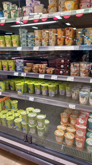 vegan yoghurts at denn's Biomarkt - Marktstr in Hannover