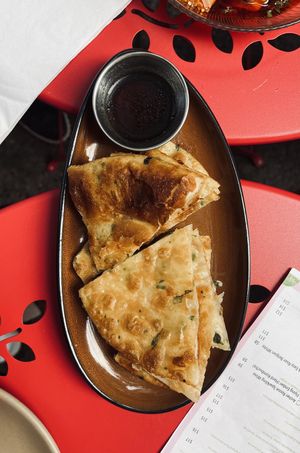 Scallion pancake  at Spicy Moon - 3rd St in New York City