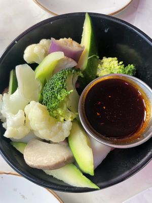 Steamed veggies with mala sauce  at Spicy Moon - 3rd St in New York City