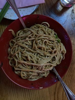 Dandan noodles with impossible meat at Spicy Moon - 3rd St in New York City
