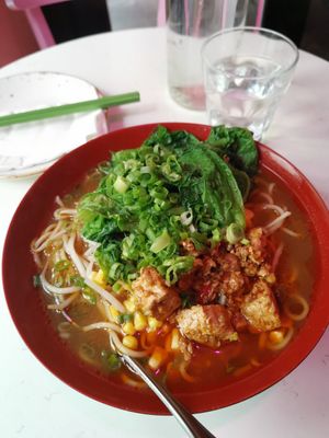Veggie noodle soup at Spicy Moon - 3rd St in New York City