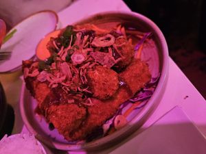 Fried eggplant at Spicy Moon - 3rd St in New York City