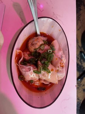 Wontons in chilli oil   at Spicy Moon - 3rd St in New York City
