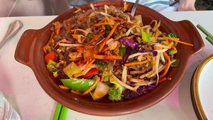 Stir fry chilli glass noodles with beyond beef  at Spicy Moon - 3rd St in New York City