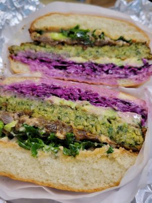 Kale burger at Beleaf Cafe in Canoga Park