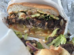 Bean burgerrs  at Beleaf Cafe in Canoga Park