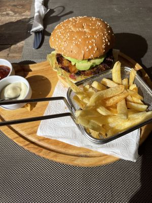 vegan burger (50 dh)  at Adam's Cafe in Tamraght