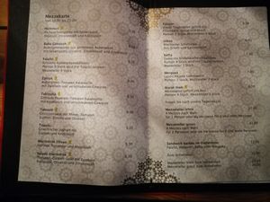 la carte at Barbès Bar in Luzern