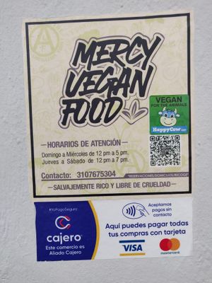 Business hours. Feb 2022 at Mercy Vegan Food in Bogota