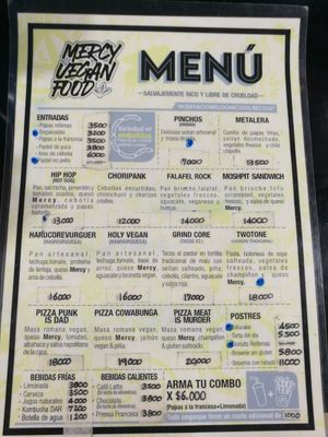 Menu. Feb2022 at Mercy Vegan Food in Bogota