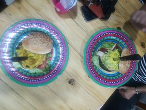 The 2 burgers at Mercy Vegan Food in Bogota