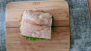 "Egg" sandwich,  take away at Szklarnia in Krakow