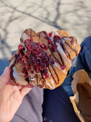 Chocolate and cherry crossiant  at Szklarnia in Krakow