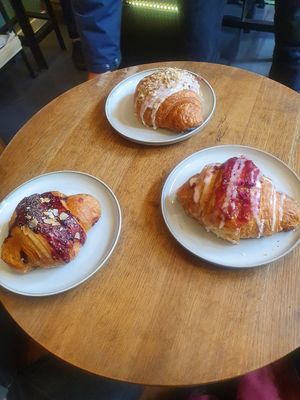 Blueberry, raspberry, nut croissants at Szklarnia in Krakow