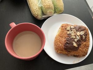 + pain au chocolat I took to go  at Szklarnia in Krakow