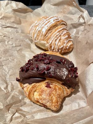 Vegan croissants filled with berries jam  at Szklarnia in Krakow
