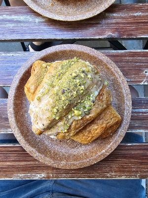 Pistachio croissants at Szklarnia in Krakow
